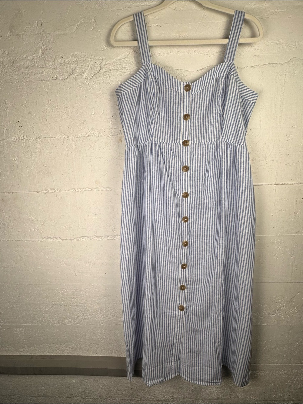 Seraphine Adalia blue white Striped Button Front Midi Dress Maternity Nursing 10